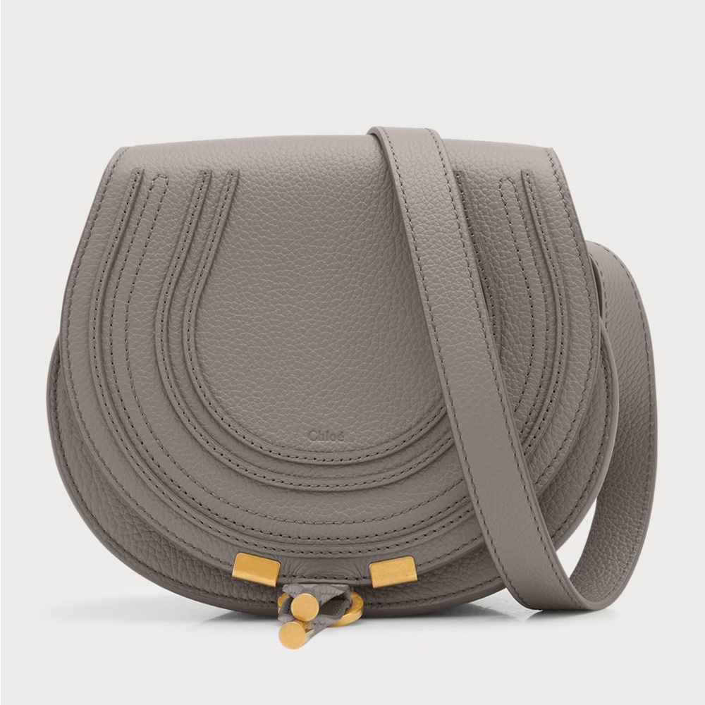 Chloe Taupe Marcie Small Crossbody in Grained Calfskin